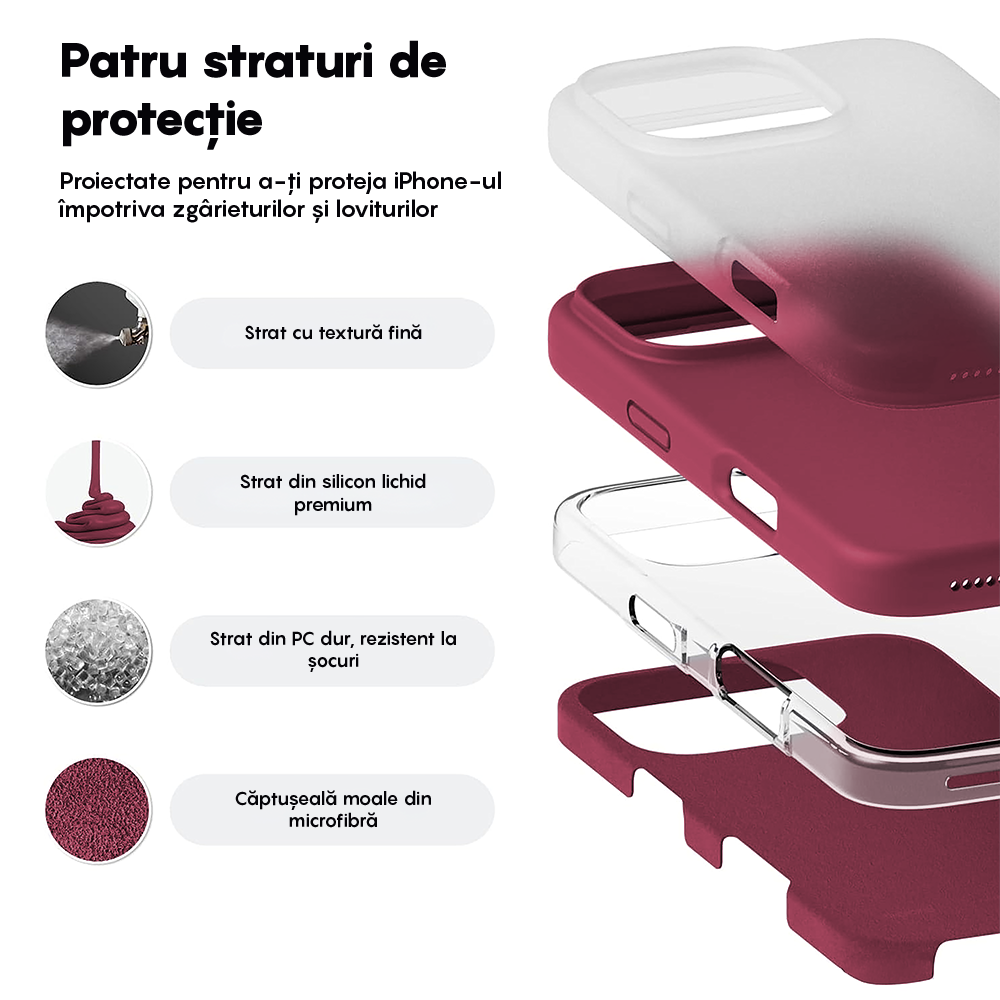 Husa Soft Silicone - iPhone 16 Pro Max - Burgundy
