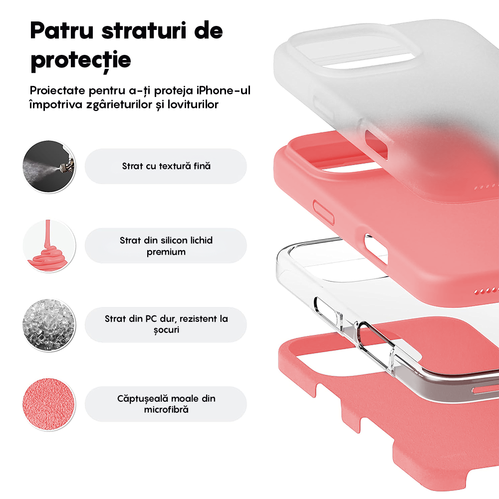 Husa Soft Silicone - iPhone 16 Pro - Roz