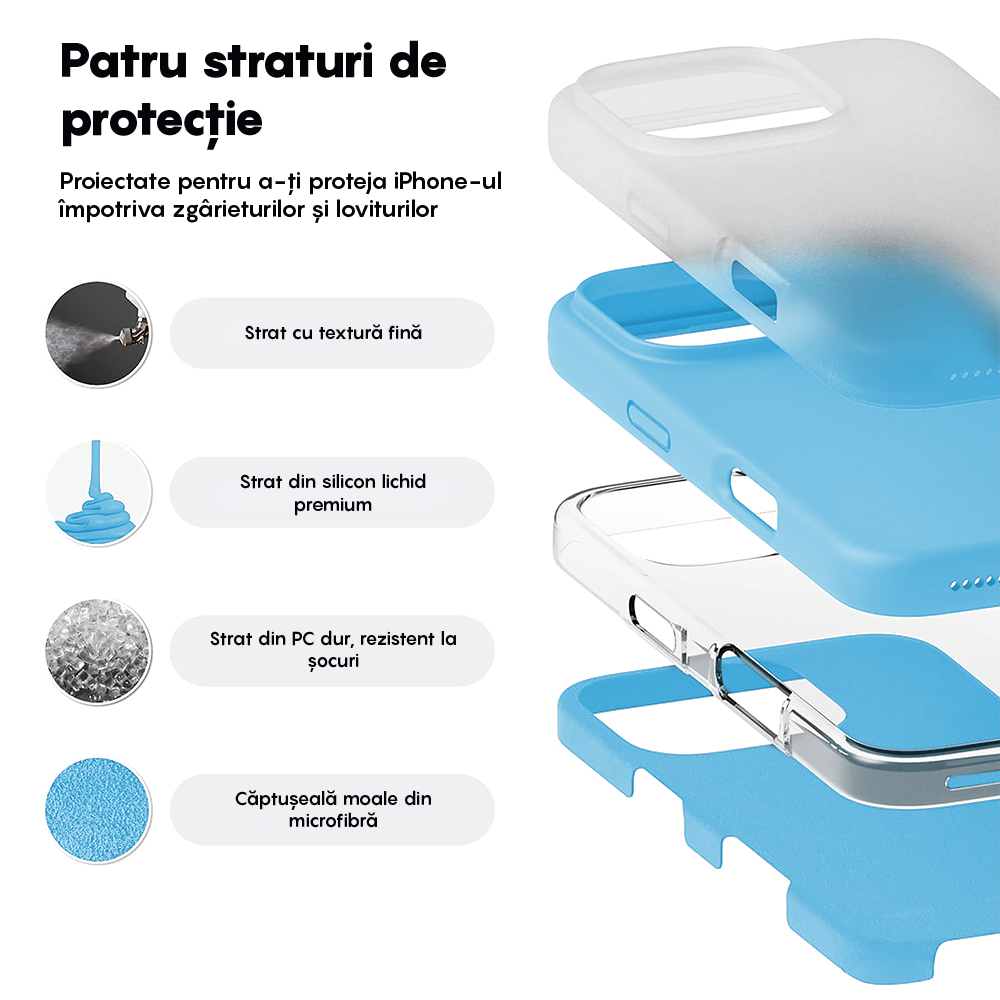 Husa Soft Silicone - iPhone 16 Pro - Cadet Blue