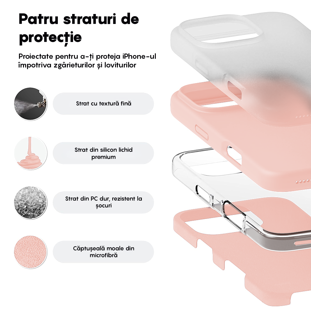 Husa Soft Silicone - iPhone 16 Pro - Pink Sand