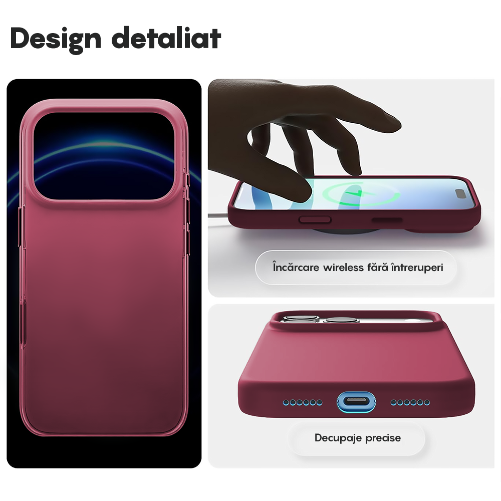 Husa Soft Silicone - iPhone 17 Pro Max - Burgundy
