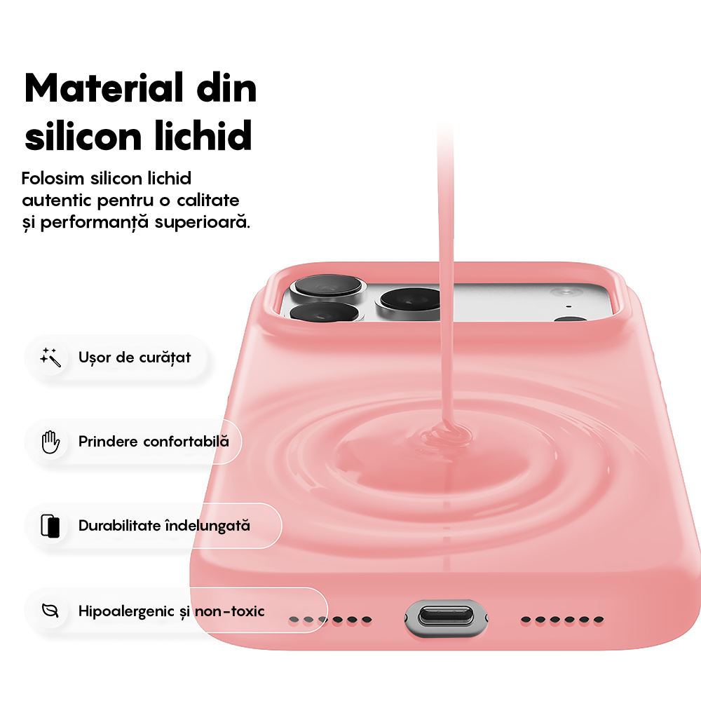 Husa Soft Silicone - iPhone 17 Pro - Roz