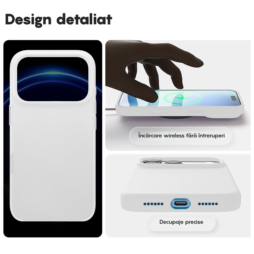 Husa Soft Silicone - iPhone 17 Pro - Alb
