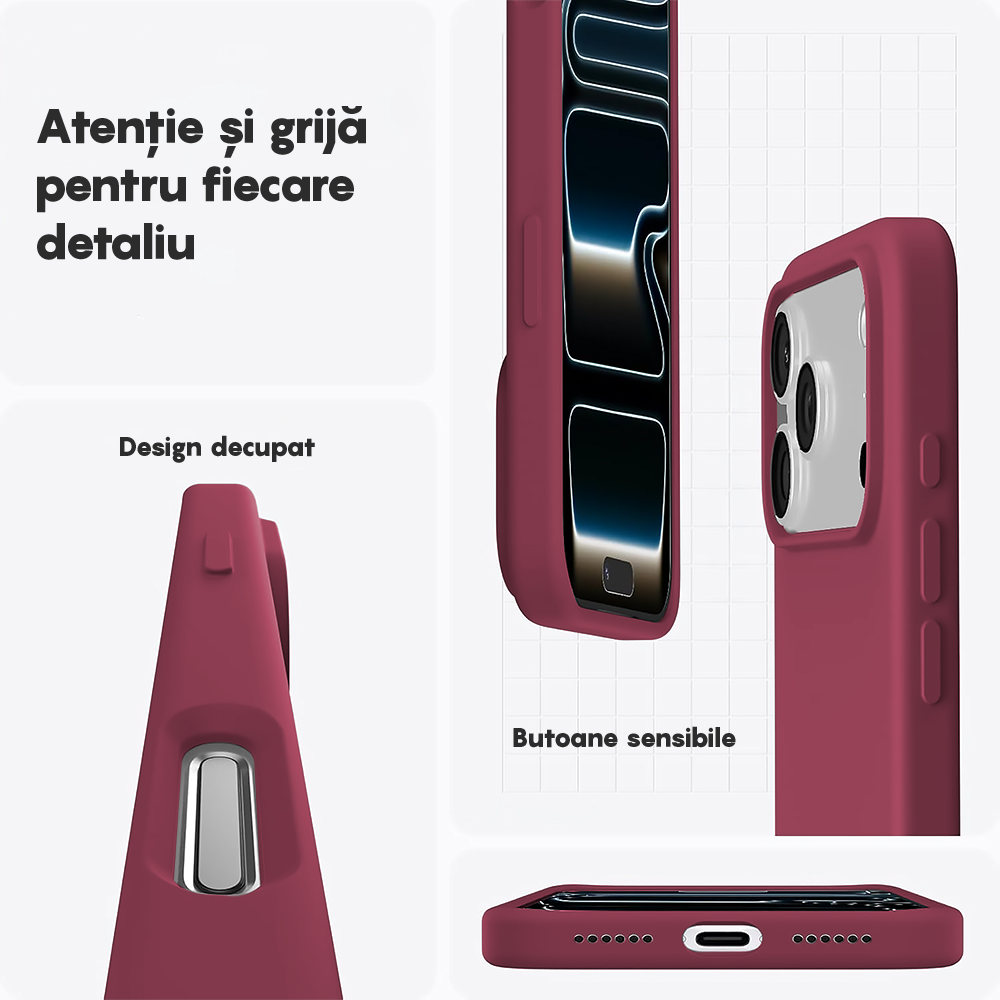Husa Soft Silicone - iPhone 17 Pro - Burgundy