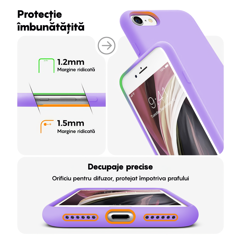Husa Soft Silicone - iPhone 7/8/SE2 - Light Lilac