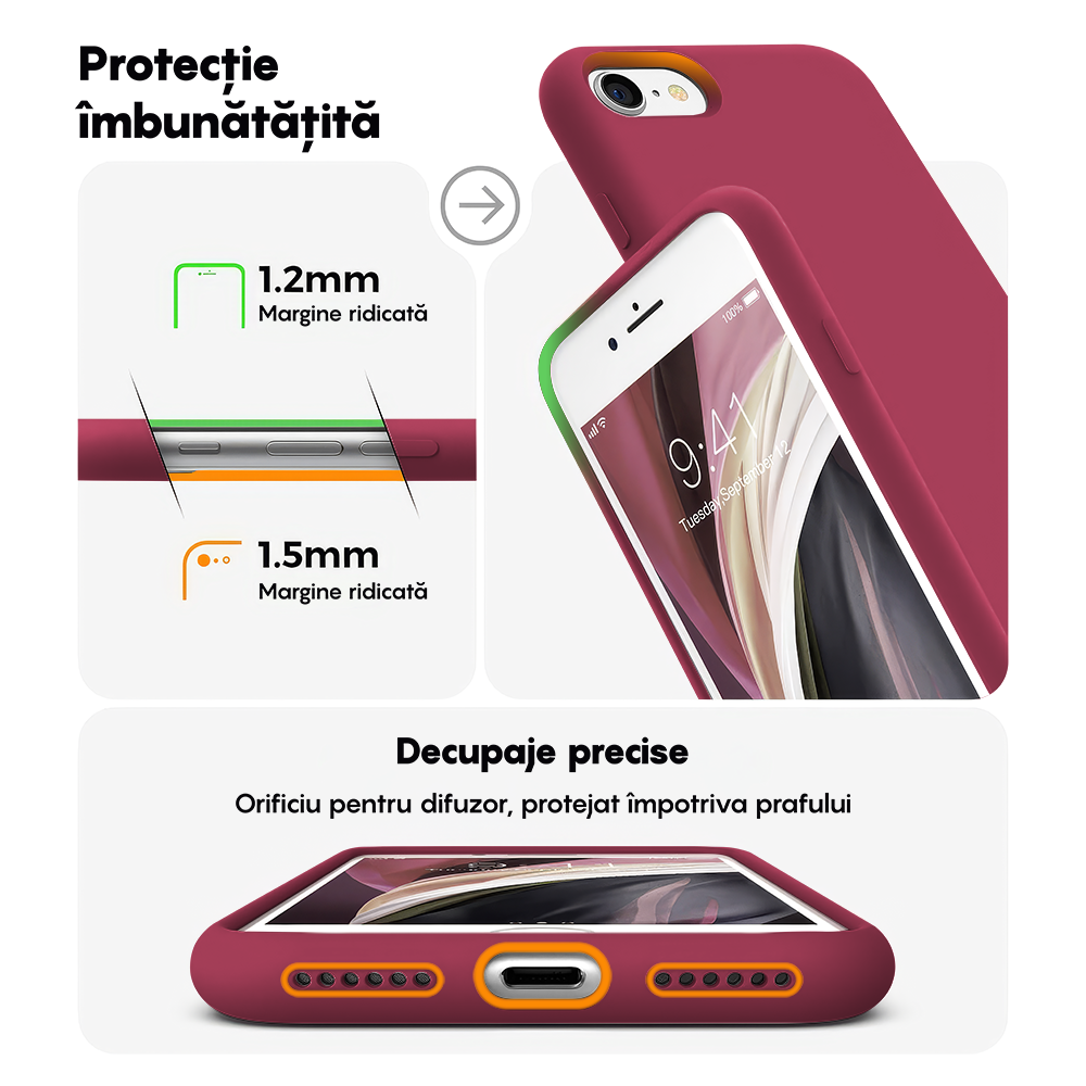 Husa Soft Silicone - iPhone 7/8/SE2 - Burgundy