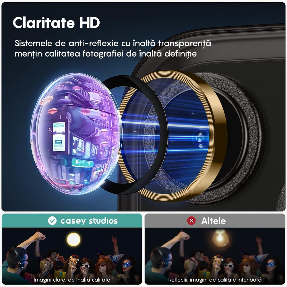 Folie Sticla Lentile Camera MaxDefense+ - iPhone 12/12 Mini - Galben