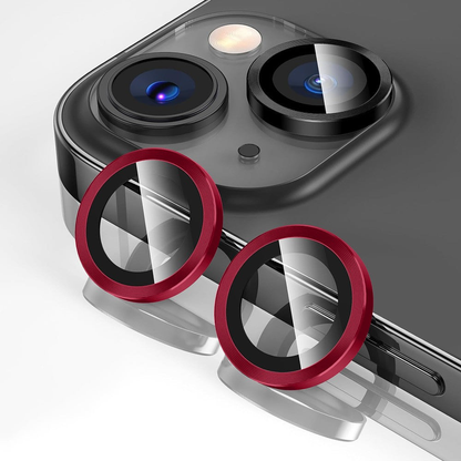 Folie Sticla Lentile Camera MaxDefense+ - iPhone 15/15 Plus - Rosu