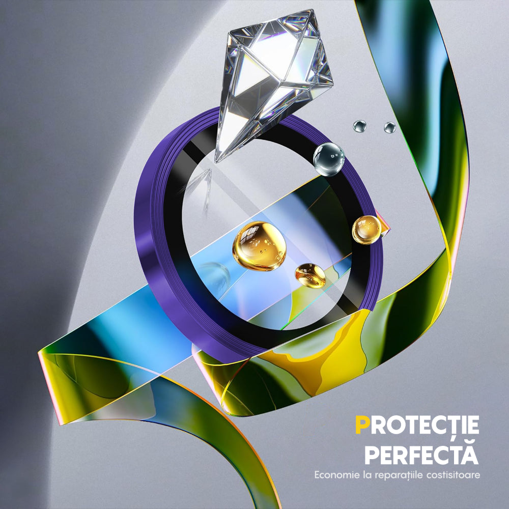 Folie Sticla Lentile Camera MaxDefense+ - iPhone 16/16 Plus - Mov Inchis