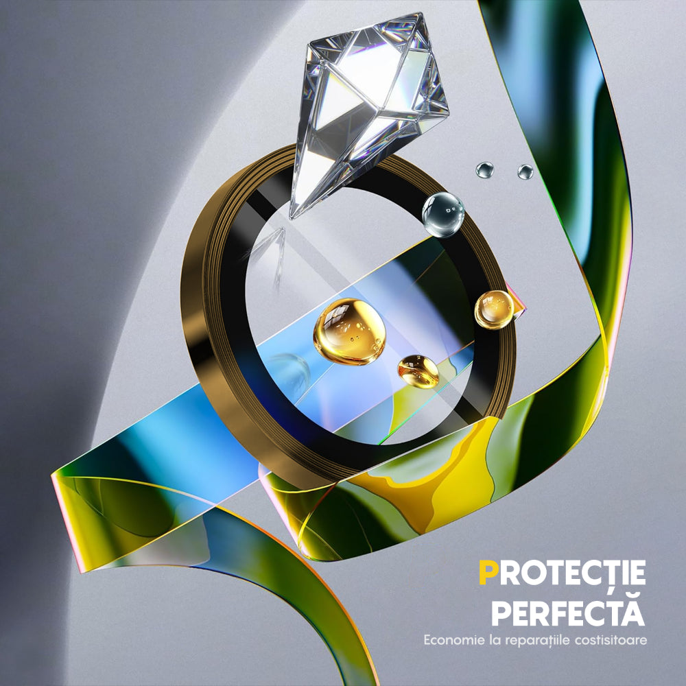 Folie Sticla Lentile Camera MaxDefense+ - iPhone 16/16 Plus - Galben