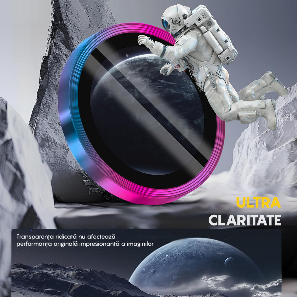 Folie Sticla Lentile Camera MaxDefense+ - iPhone 16/16 Plus - Curcubeu