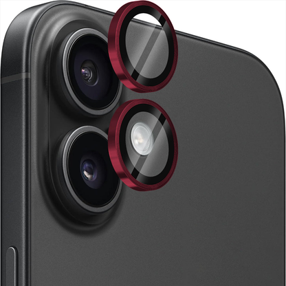 Folie Sticla Lentile Camera MaxDefense+ - iPhone 16/16 Plus - Rosu