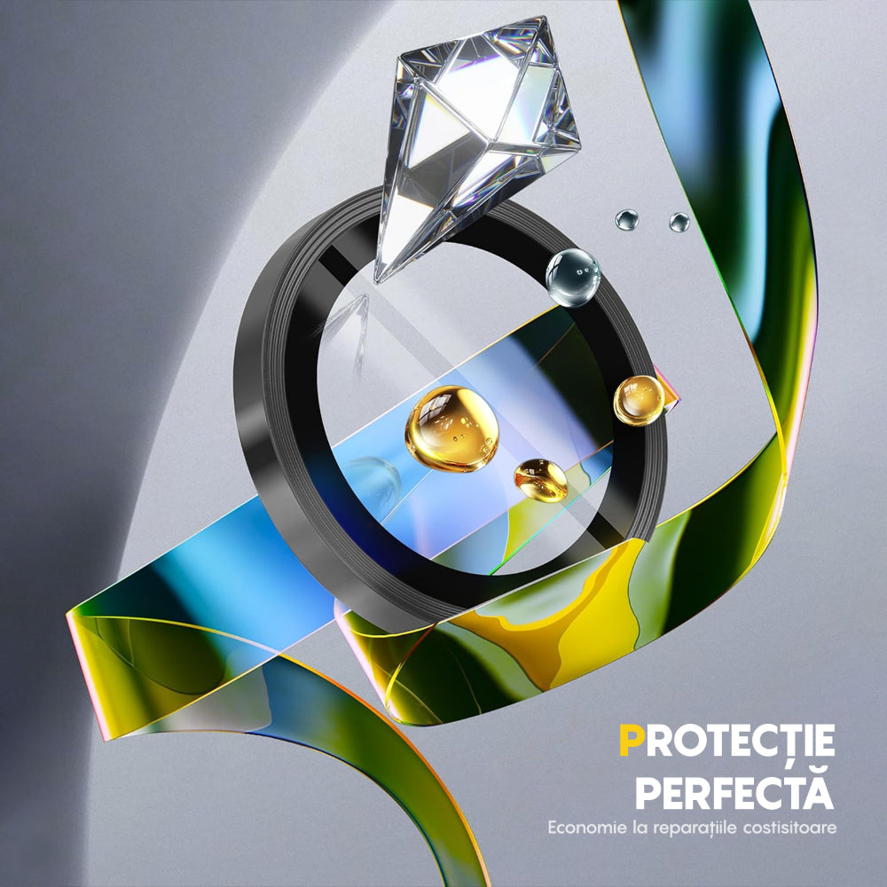 Folie Sticla Lentile Camera MaxDefense+ - iPhone 16/16 Plus - Argintiu