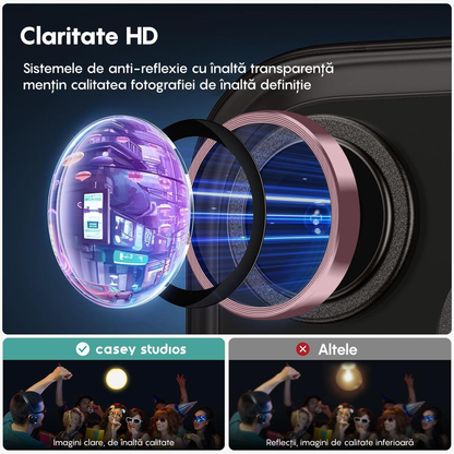 Folie Sticla Lentile Camera MaxDefense+ - iPhone 16 Pro/16 Pro Max - Roz