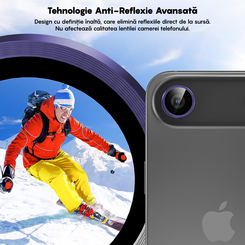 Folie Sticla Lentile Camera MaxDefense+ - iPhone 17 Air - Mov Inchis