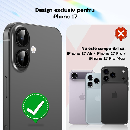 Folie Sticla Lentile Camera MaxDefense+ - iPhone 17 - Negru