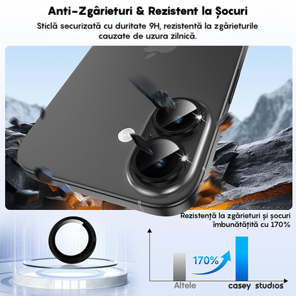 Folie Sticla Lentile Camera MaxDefense+ - iPhone 17 - Negru