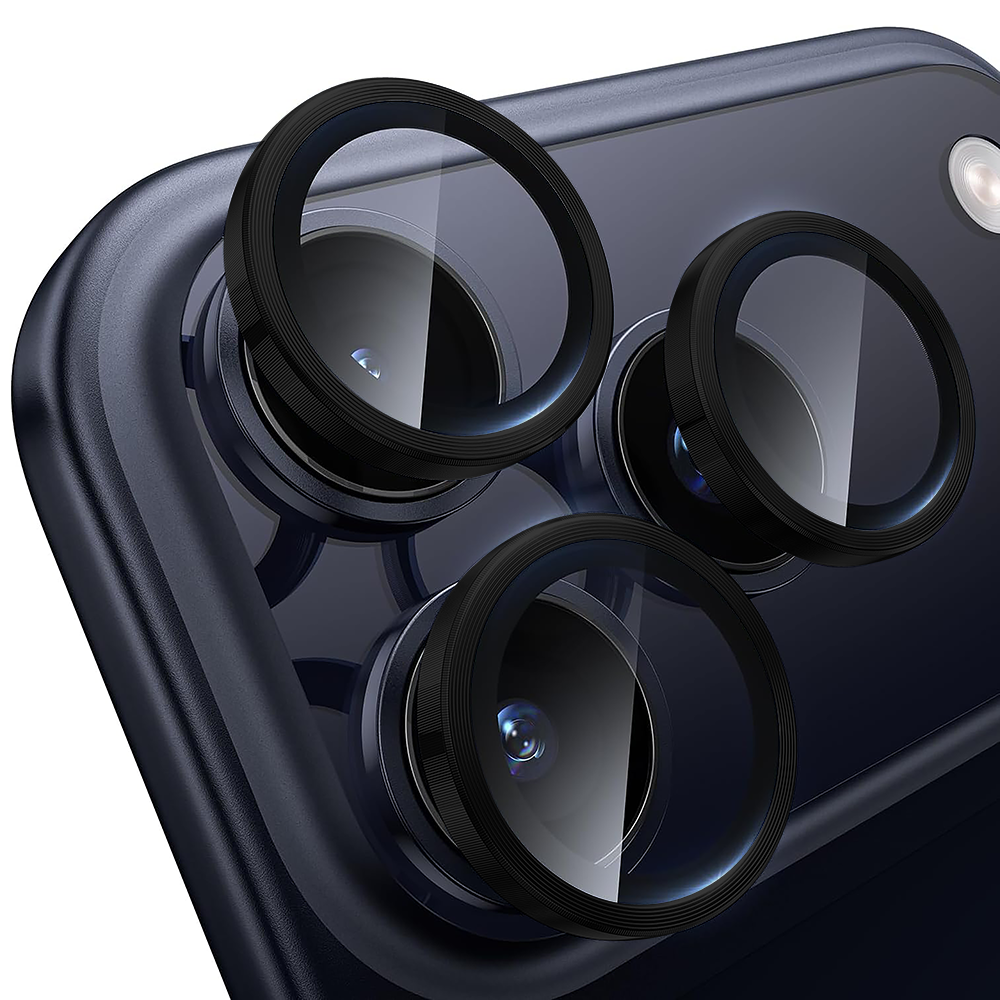 Folie Sticla Lentile Camera MaxDefense+ - iPhone 17 Pro / 17 Pro Max - Negru