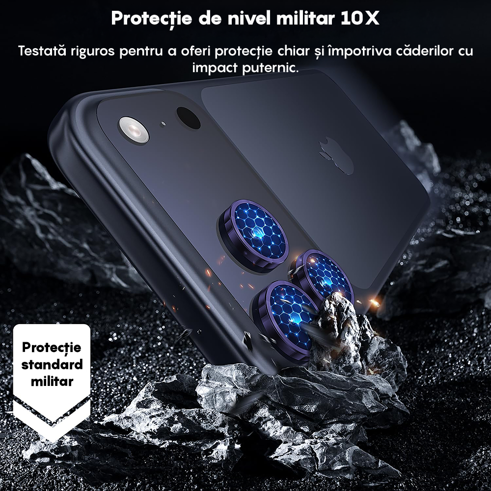 Folie Sticla Lentile Camera MaxDefense+ - iPhone 17 Pro / 17 Pro Max - Mov Inchis