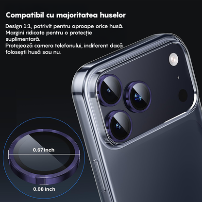 Folie Sticla Lentile Camera MaxDefense+ - iPhone 17 Pro / 17 Pro Max - Mov Inchis