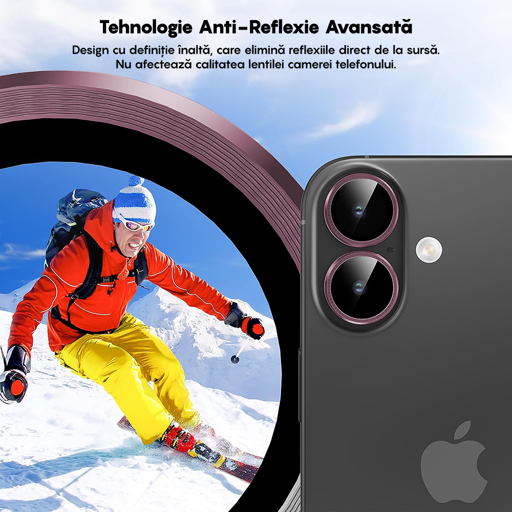 Folie Sticla Lentile Camera MaxDefense+ - iPhone 17 - Roz