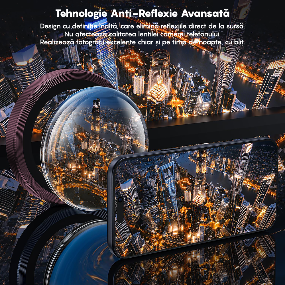 Folie Sticla Lentile Camera MaxDefense+ - iPhone 17 Pro / 17 Pro Max - Roz