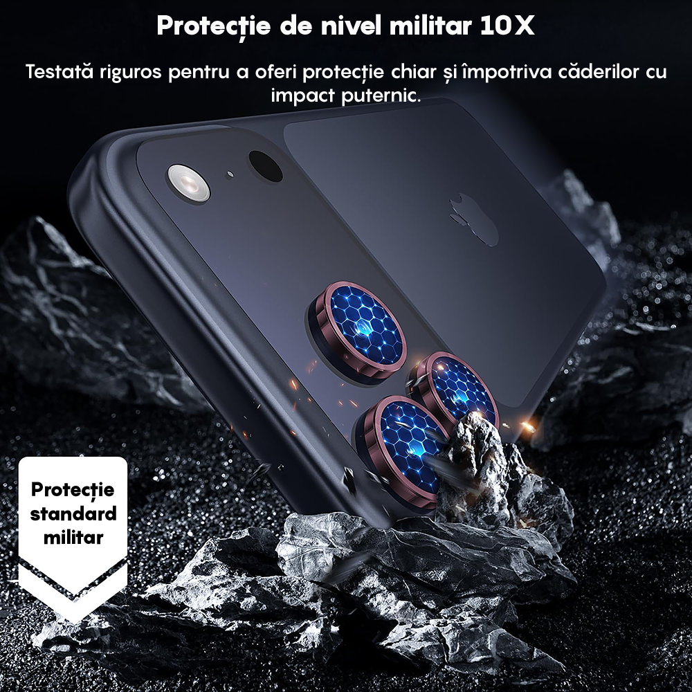 Folie Sticla Lentile Camera MaxDefense+ - iPhone 17 Pro / 17 Pro Max - Roz