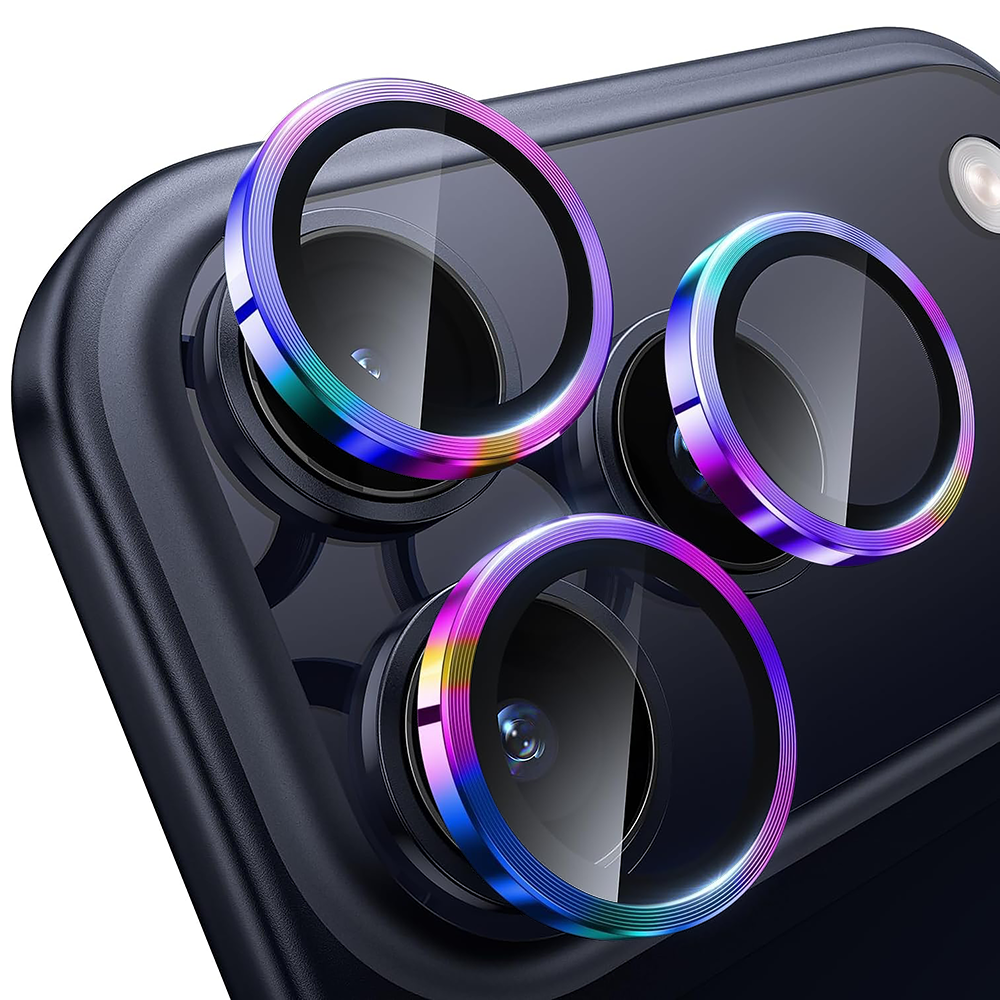 Folie Sticla Lentile Camera MaxDefense+ - iPhone 17 Pro / 17 Pro Max - Rainbow