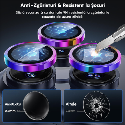 Folie Sticla Lentile Camera MaxDefense+ - iPhone 17 Pro / 17 Pro Max - Rainbow