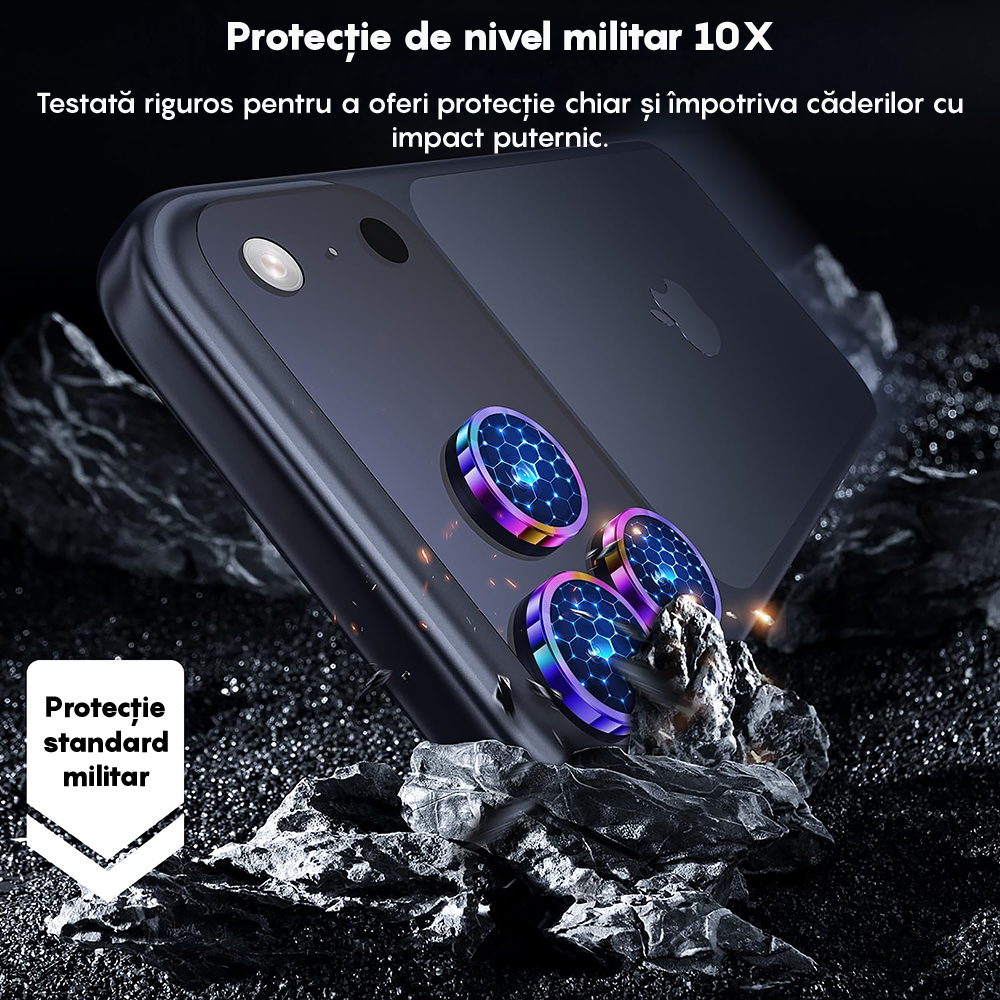 Folie Sticla Lentile Camera MaxDefense+ - iPhone 17 Pro / 17 Pro Max - Rainbow