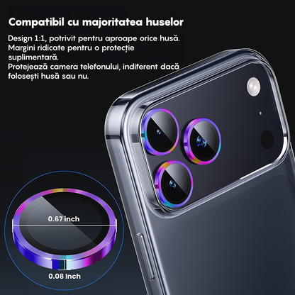Folie Sticla Lentile Camera MaxDefense+ - iPhone 17 Pro / 17 Pro Max - Rainbow