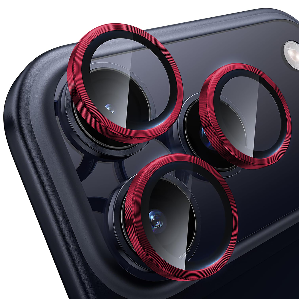 Folie Sticla Lentile Camera MaxDefense+ - iPhone 17 Pro / 17 Pro Max - Rosu