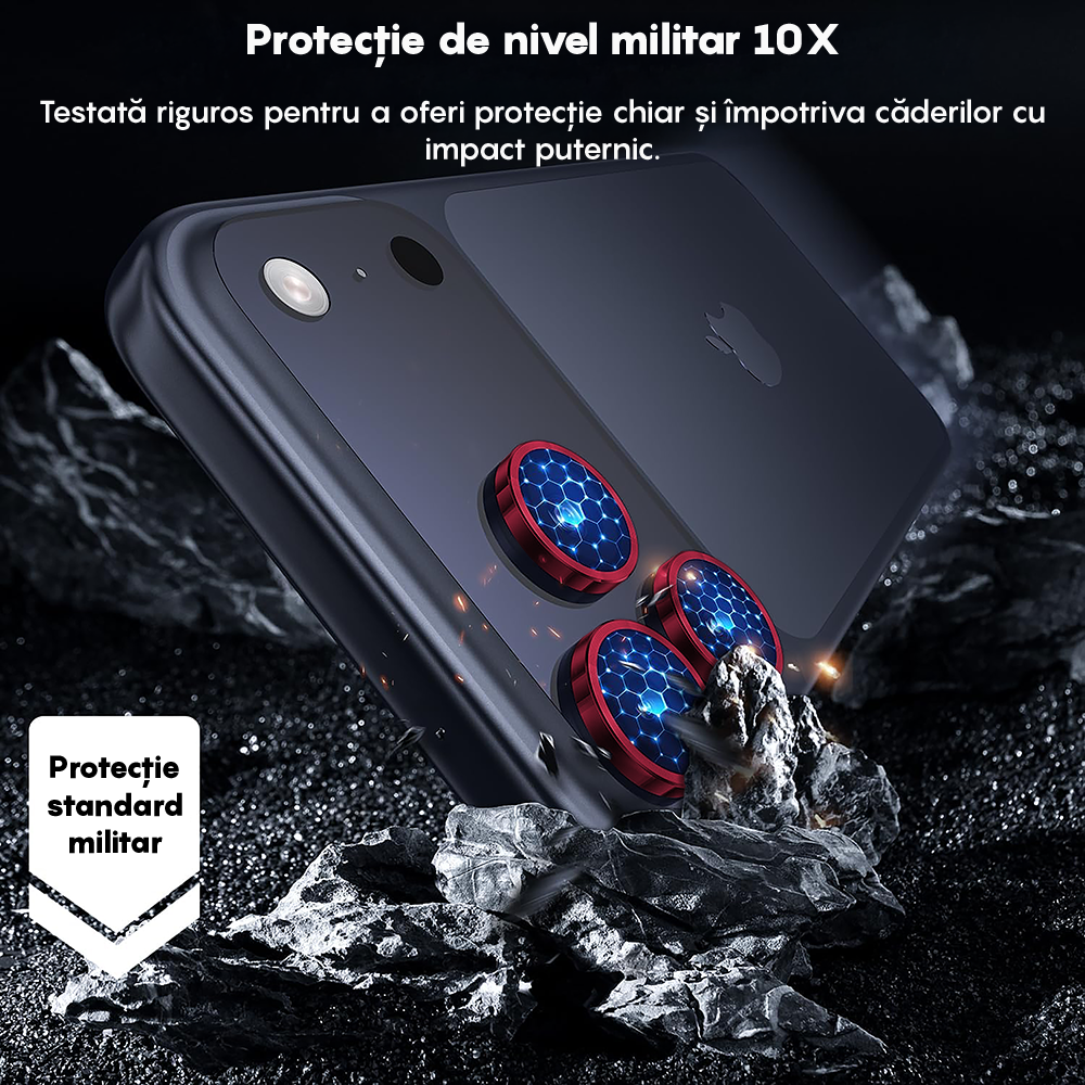 Folie Sticla Lentile Camera MaxDefense+ - iPhone 17 Pro / 17 Pro Max - Rosu