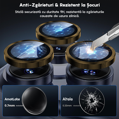 Folie Sticla Lentile Camera MaxDefense+ - iPhone 17 Pro / 17 Pro Max - Auriu