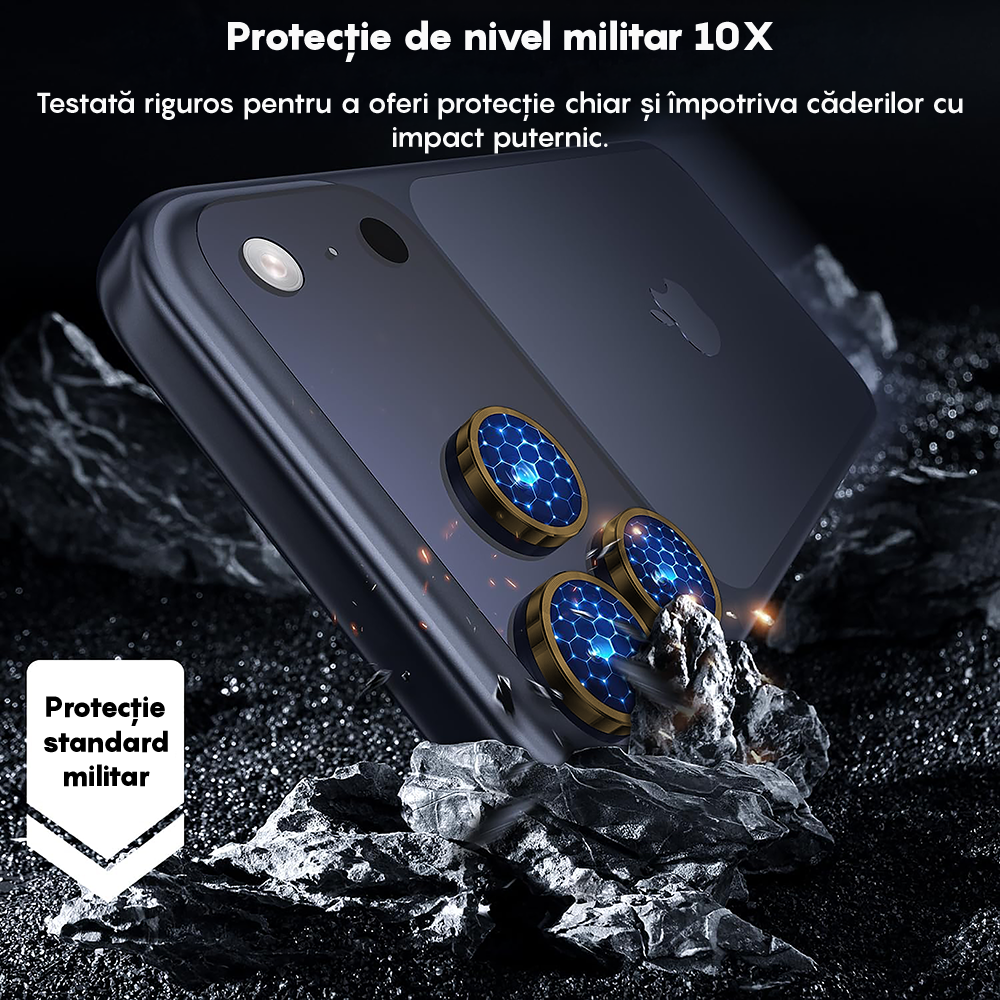 Folie Sticla Lentile Camera MaxDefense+ - iPhone 17 Pro / 17 Pro Max - Auriu