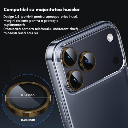Folie Sticla Lentile Camera MaxDefense+ - iPhone 17 Pro / 17 Pro Max - Auriu