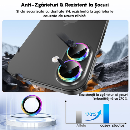 Folie Sticla Lentile Camera MaxDefense+ - iPhone 17 - Rainbow