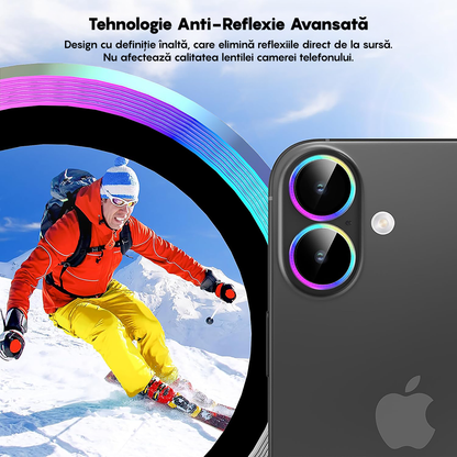 Folie Sticla Lentile Camera MaxDefense+ - iPhone 17 - Rainbow