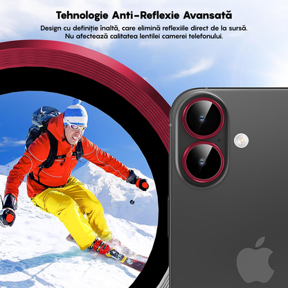 Folie Sticla Lentile Camera MaxDefense+ - iPhone 17 - Rosu