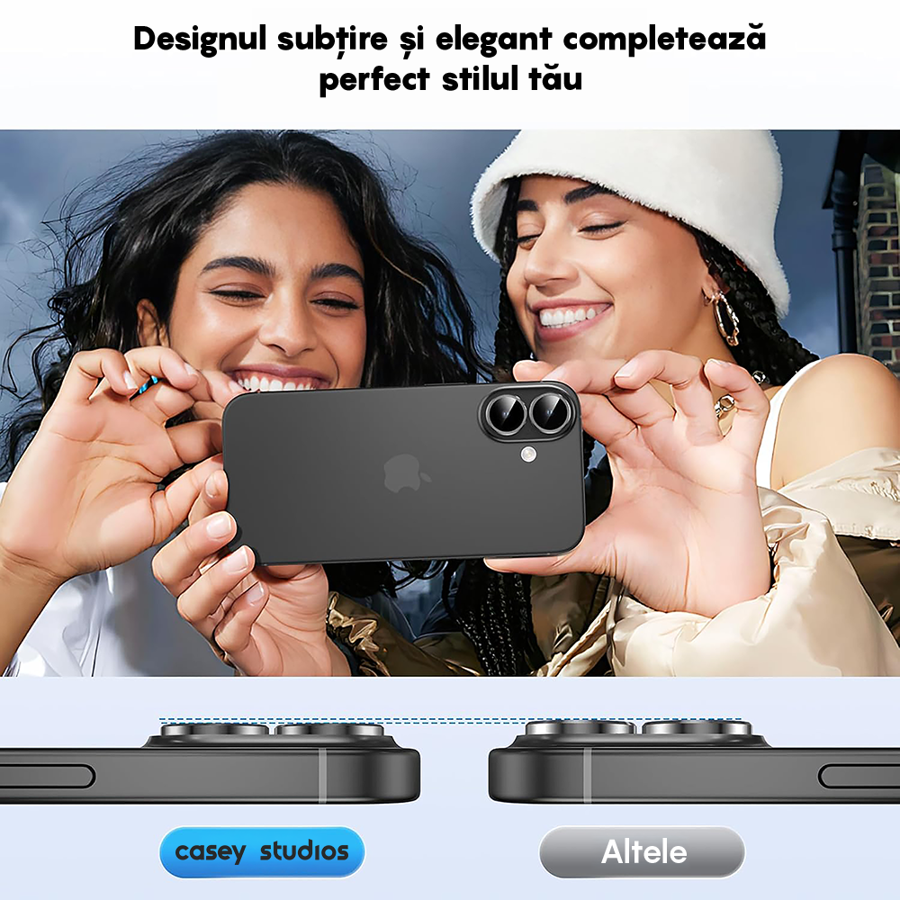 Folie Sticla Lentile Camera MaxDefense+ - iPhone 17 - Argintiu