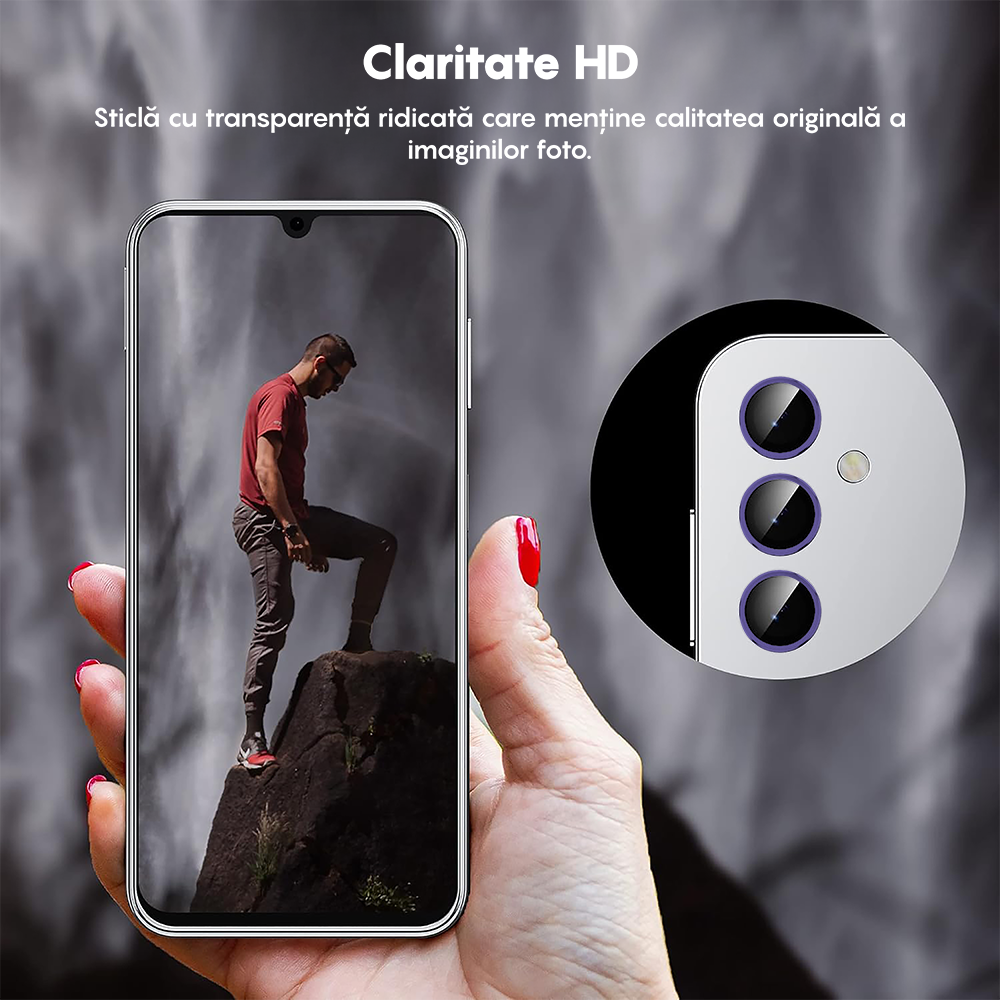 Folie Sticla Lentile Camera MaxDefense+ - Samsung Galaxy A16 - Mov