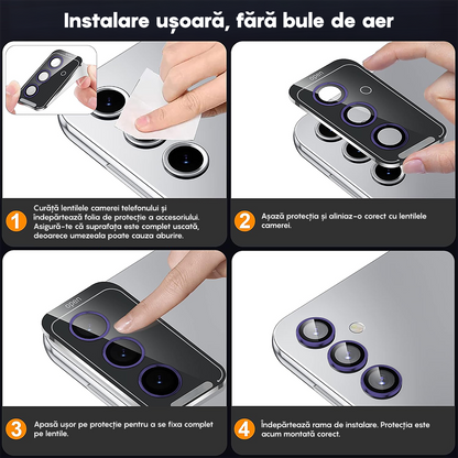 Folie Sticla Lentile Camera MaxDefense+ - Samsung Galaxy A55 - Mov
