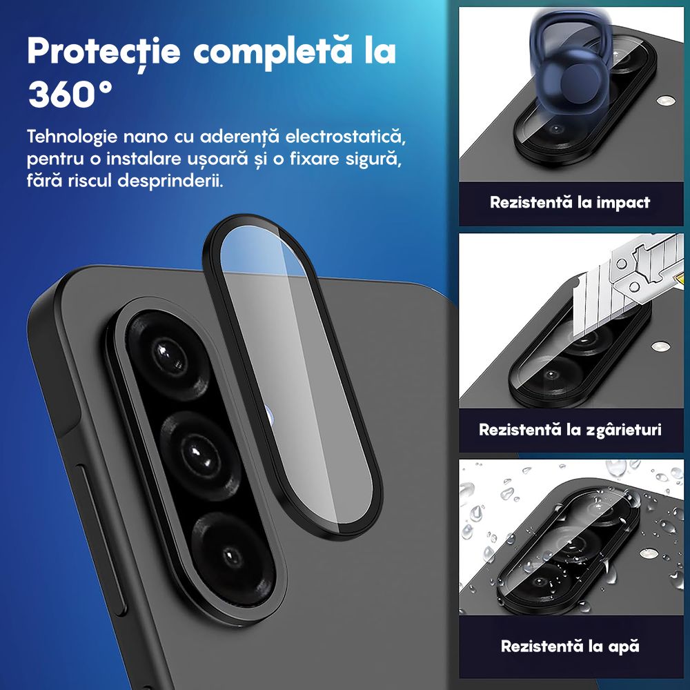 Folie Sticla Lentile Camera MaxDefense+ - Samsung Galaxy A56 / A36 - Negru