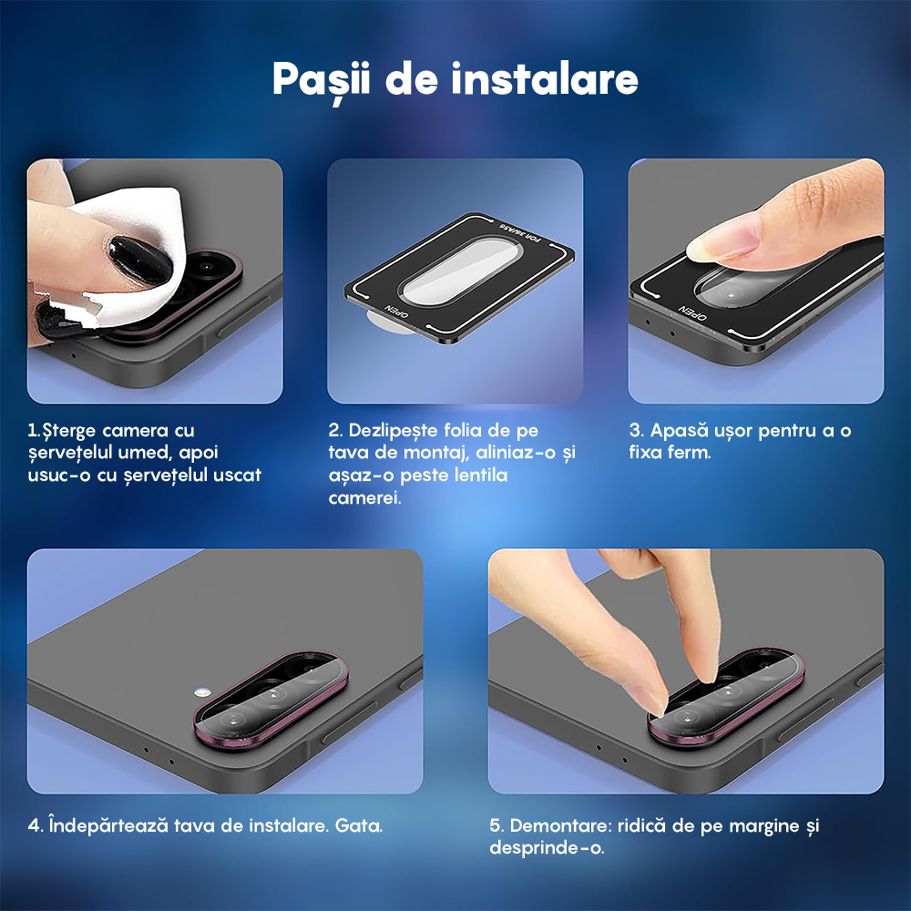 Folie Sticla Lentile Camera MaxDefense+ - Samsung Galaxy A56 / A36 - Roz