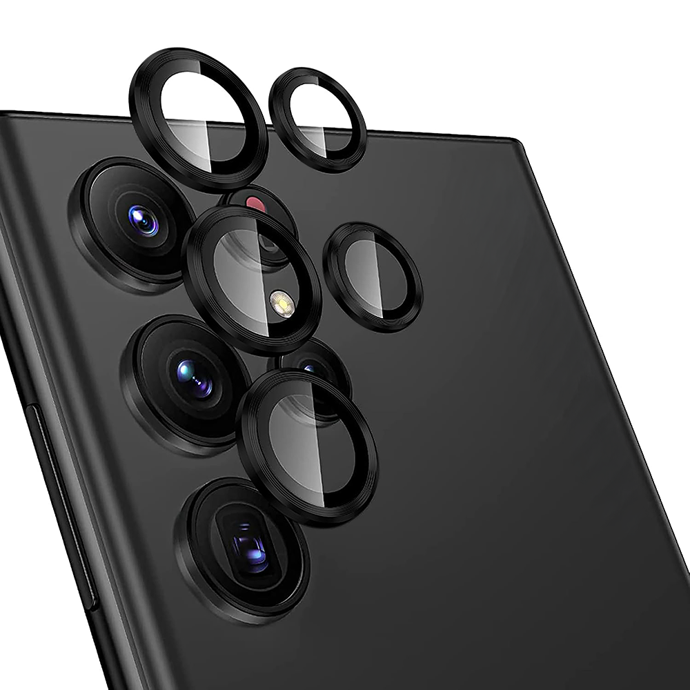 Folie Sticla Lentile Camera MaxDefense+ - Samsung Galaxy S22 Ultra - Negru