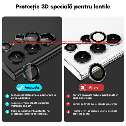 Folie Sticla Lentile Camera MaxDefense+ - Samsung Galaxy S22 Ultra - Verde