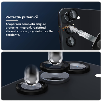 Folie Sticla Lentile Camera MaxDefense+ - Samsung Galaxy S23 / S23 Plus - Negru