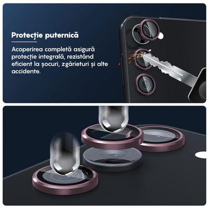 Folie Sticla Lentile Camera MaxDefense+ - Samsung Galaxy S23 / S23 Plus - Roz