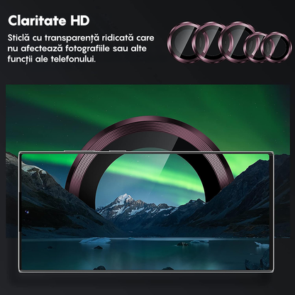 Folie Sticla Lentile Camera MaxDefense+ - Samsung Galaxy S23 Ultra - Roz