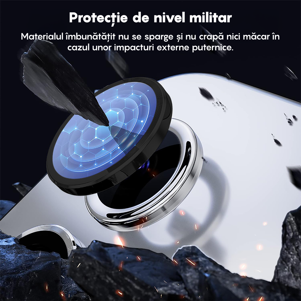 Folie Sticla Lentile Camera MaxDefense+ - Samsung Galaxy S24 FE - Negru